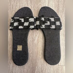 SHEIN Black and White Checkered Sandals